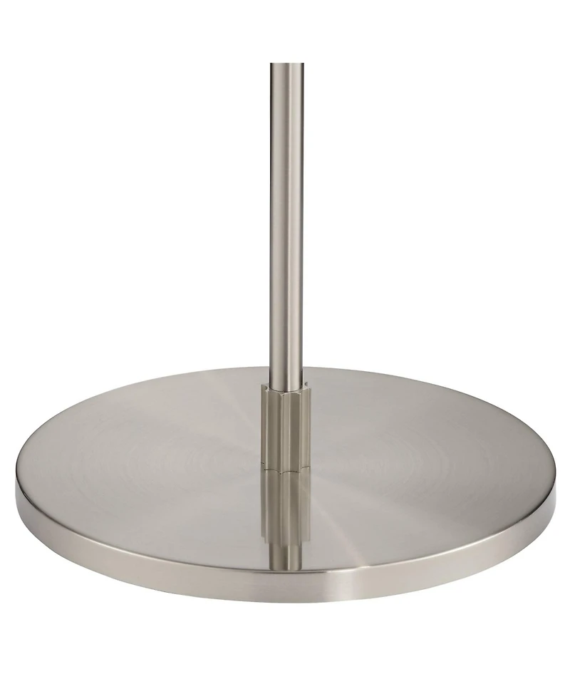 Possini Euro Design Modern Arc Floor Lamp with Usb Charging Port 69" Tall Nickel Drum Shade Adjustable Arm Living Room