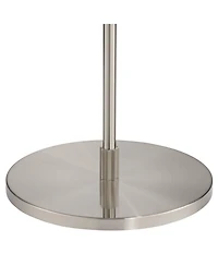 Possini Euro Design Modern Arc Floor Lamp with Usb Charging Port 69" Tall Nickel Drum Shade Adjustable Arm Living Room