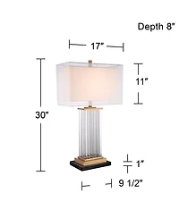 Vienna Full Spectrum Darcia Modern Table Lamp with Riser 29" Tall Crystal Sheer Outer Linen Inner Shade for Bedroom Living Room Bedside