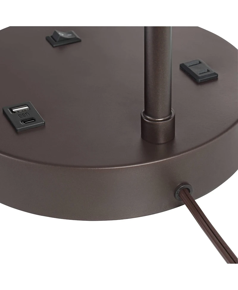 360 Lighting Colby 21" High Small Modern Desk Lamps Set of 2 Usb Port Ac Power Outlet Metal Charging