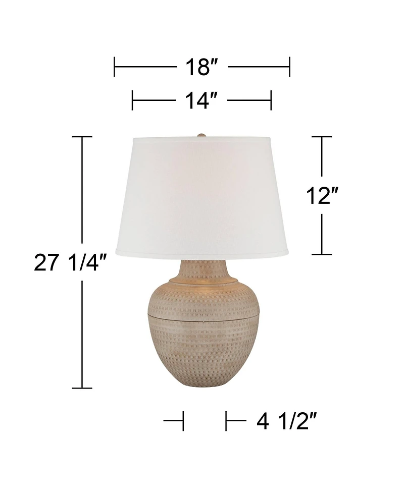 Barnes and Ivy Brighton 27 1/4" Tall Hammered Pot Farmhouse Rustic Table Lamps Set of 2