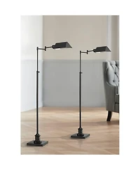 Regency Hill Jenson Traditional 54" Tall Standing Floor Lamps Set of 2 Lights Swing Arm Pharmacy Adjustable Height