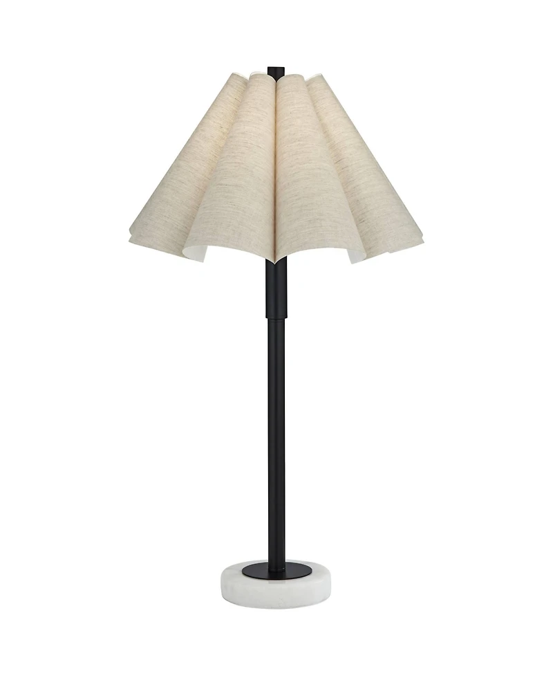 Possini Euro Design Raul 29 1/4" Tall Modern End 3-Way Table Lamp Marble Single Scalloped Shade Living Room Bedroom