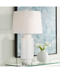 Possini Euro Design Luisa 28" Tall Modern Coastal 3-Way Table Lamp Dimpled Finish Ceramic Single Living Room Bedroom Bedside