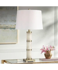 Possini Euro Design Fiona 29" Tall Column Modern Coastal End 3-Way Table Lamp Finish Alabaster Single Living Room Bedroom