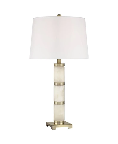 Possini Euro Design Fiona 29" Tall Column Modern Coastal End 3-Way Table Lamp Finish Alabaster Single Living Room Bedroom