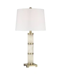 Possini Euro Design Fiona 29" Tall Column Modern Coastal End 3-Way Table Lamp Finish Alabaster Single Living Room Bedroom