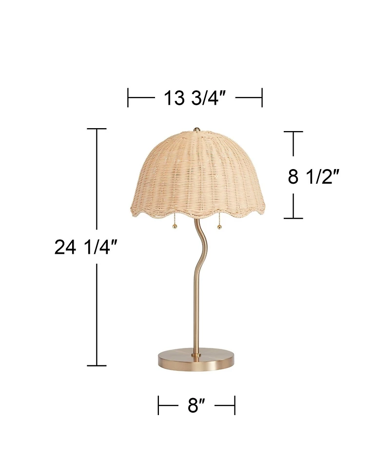 Possini Euro Design Brella 24 1/4"H Soft and Rattan 2-Light Table Lamp
