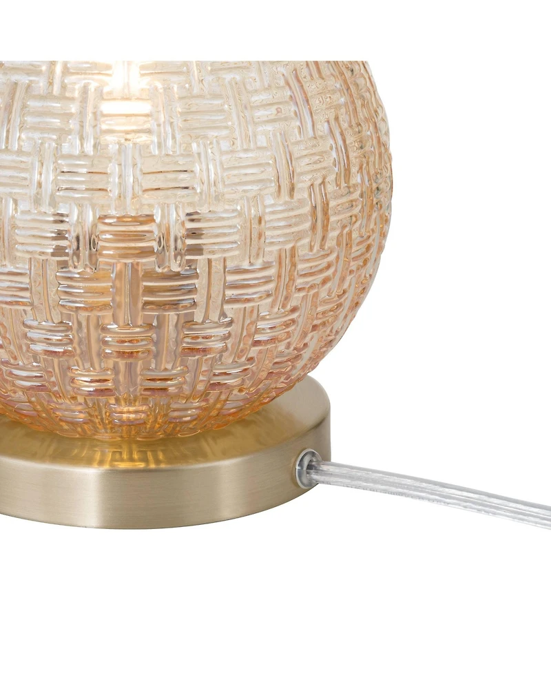 360 Lighting Pia 7 1/2" High Amber Weave Glass Globe Accent Lamp