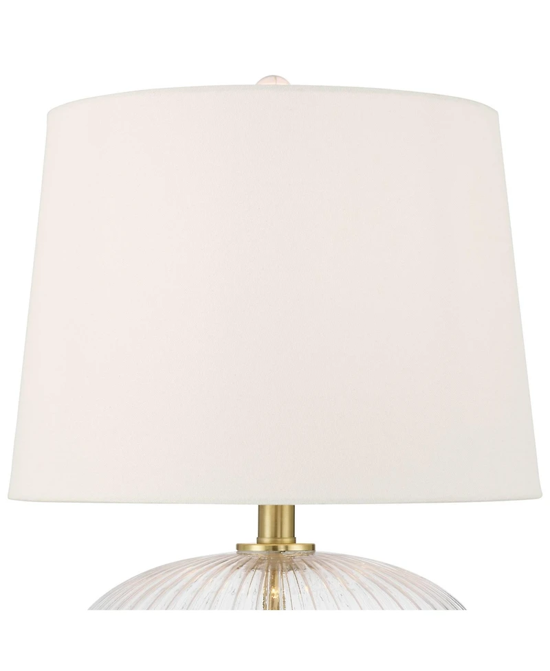 360 Lighting Darrah 19" High Small Mid Century Modern Accent Table Lamps Set of 2 Usb Port Clear Glass Brass Finish Charging