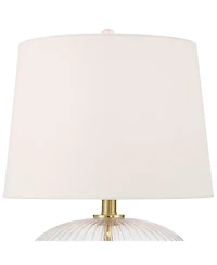 360 Lighting Darrah 19" High Small Mid Century Modern Accent Table Lamps Set of 2 Usb Port Clear Glass Brass Finish Charging