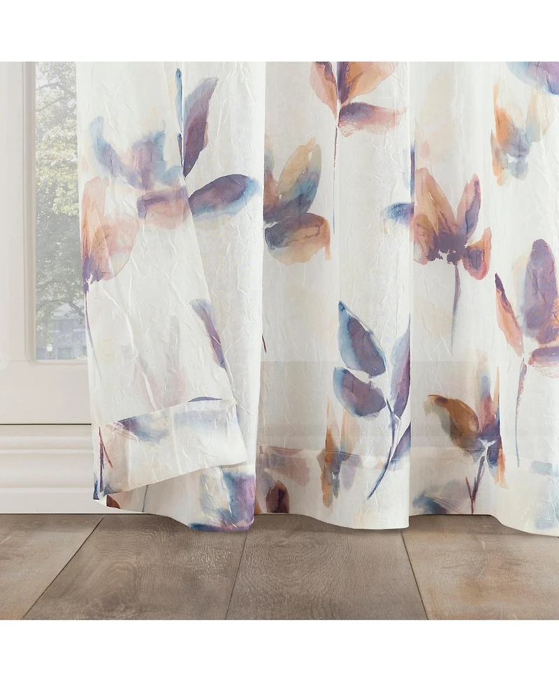 No. 918 Floral Print Sheer Rod Pocket Curtain Panel