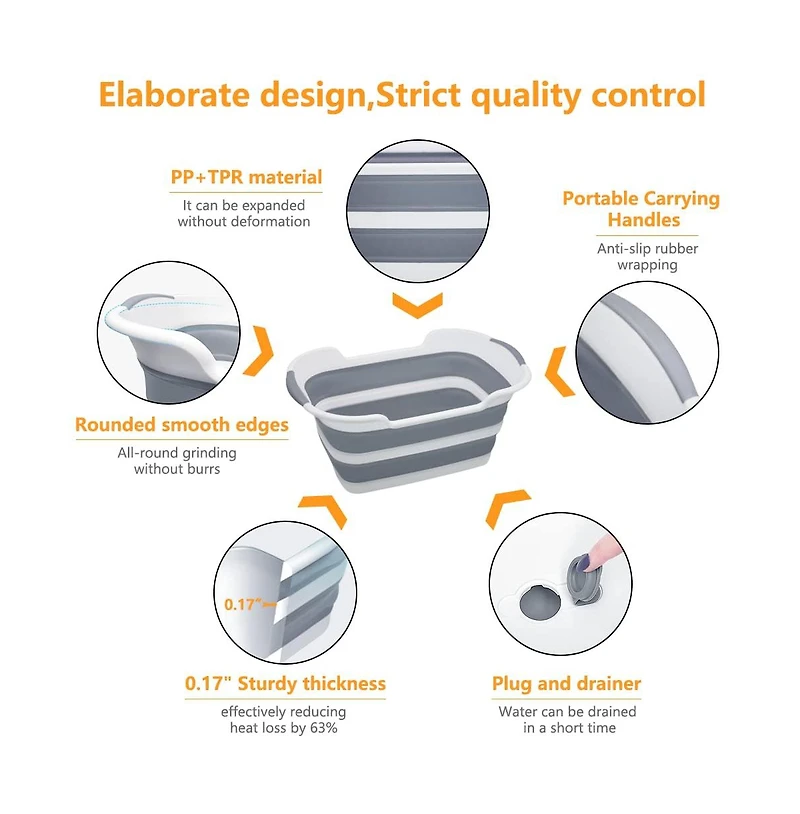 Aronkl Collapsible Pet Bathtub Multifunction Drainage Hole Hair Collector Portable Foldable Storage Organizer