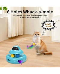 Aronkl 4-in-1 Interactive Cat Toy Automatic Self Play Usb Rechargeable Butterfly Feather Track Balls Laser
