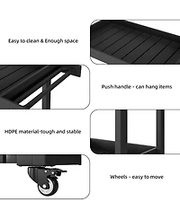 gaomon 2-Shelf Outdoor Utility Prep Cart, Rolling Service Trolley for Patio, Lawn, or Garden