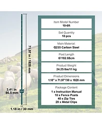 Sugift Fence Post, 10 Pack, U-Channel Heavy Duty Steel, for Garden and Lawn Use