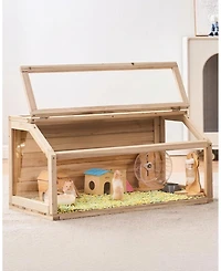 Sugift Wooden Hamster Cage, 270 Viewing, Small Animal Habitat