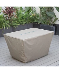 LeisureMod Modern Outdoor Home Decorative Furniture Protection Chelsea Waterproof Fabric Rectangle Fire Pit Table Cover