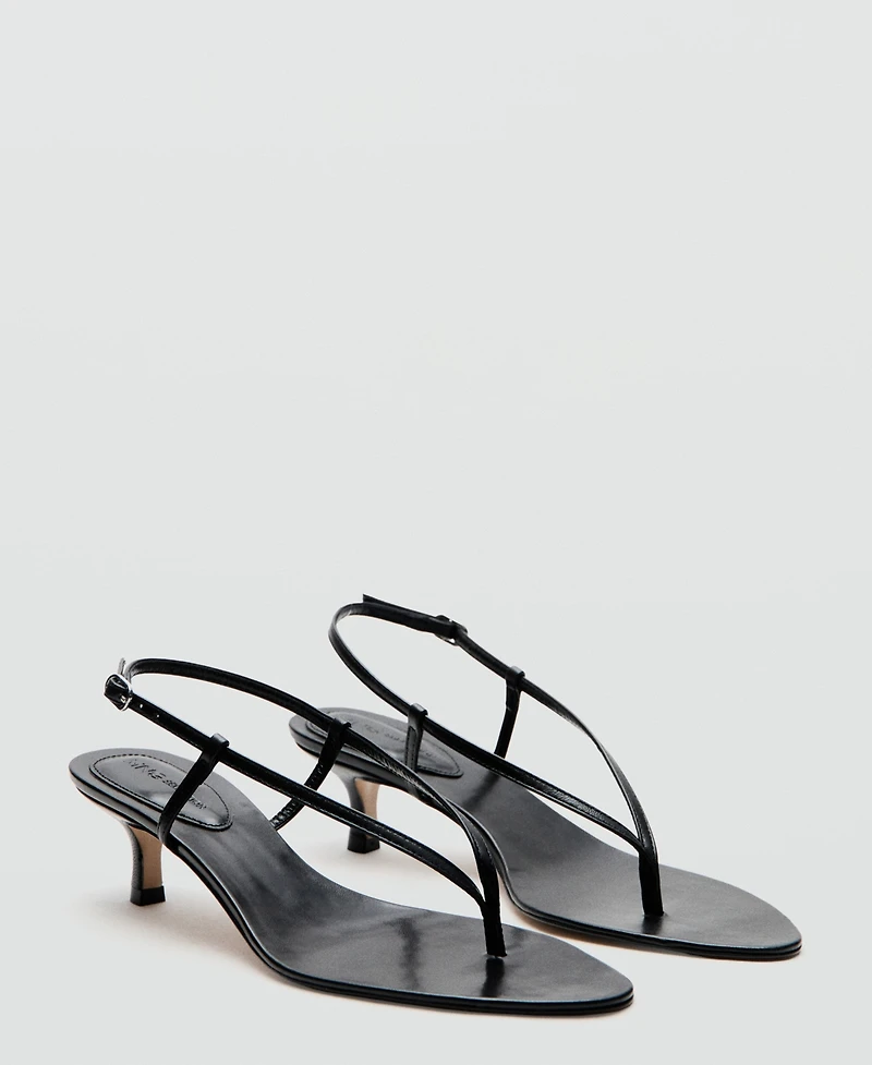 Selection Mango Women's Straps Heeled Leather Sandals