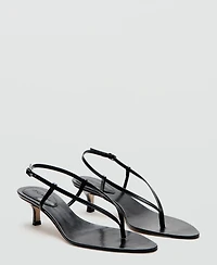 Selection Mango Women's Straps Heeled Leather Sandals