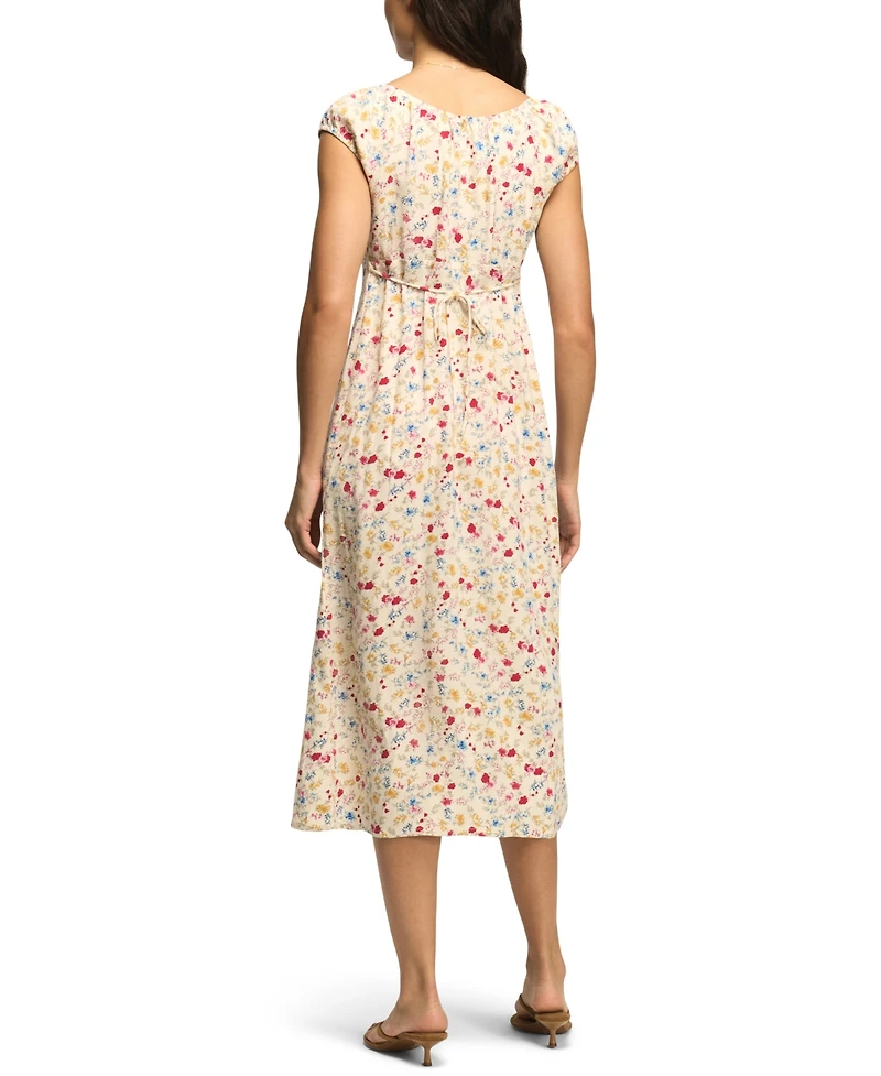 Lucky Brand Women's Floral Sweetheart Neck Viscose Midi Dress
