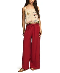 Lucky Brand Women's Wide-Leg Lace Trim Pull-On Pants