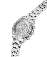 Guess Women's Glitz Silver-Tone Stainless Steel Multi-Function Watch, 36mm
