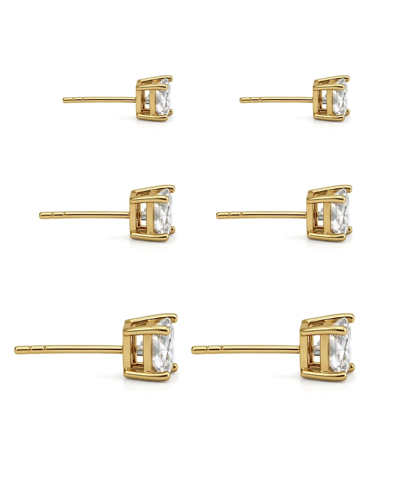 And Now This 3-Pc. Set Silver Plated Square Cubic Zirconia Stud Earrings