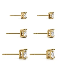 And Now This 3-Pc. Set Silver Plated Square Cubic Zirconia Stud Earrings