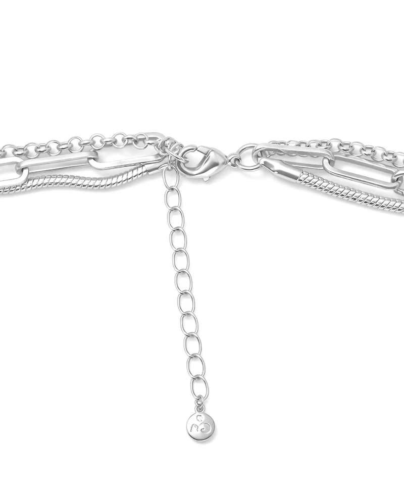 And Now This Triple Row 16" Chain Necklace in Silver Plate or Gold Plate