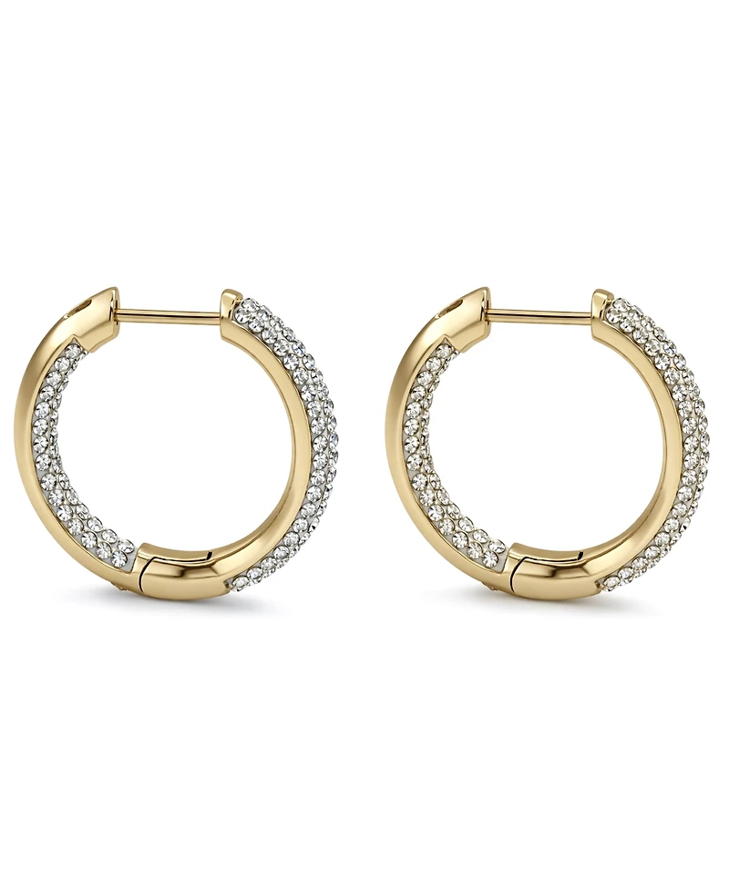 And Now This High Polished Hinged Crystal Pave Hoop Earring, Gold Plate and Silver Plate