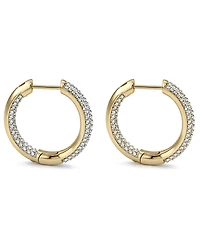 And Now This High Polished Hinged Crystal Pave Hoop Earring, Gold Plate and Silver Plate