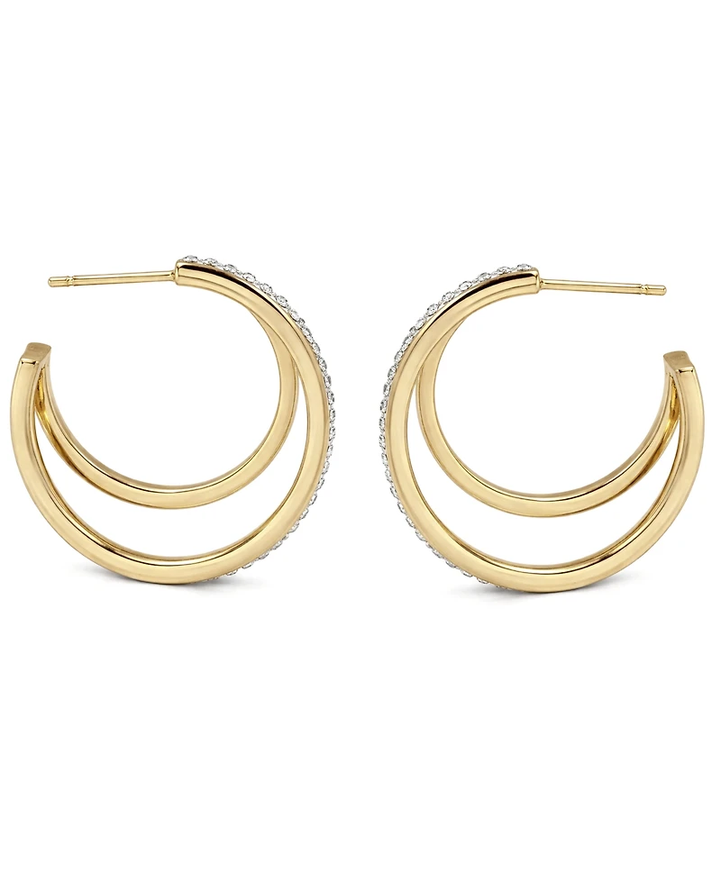 And Now This Crystal Double Row C-Hoop Post Earrings