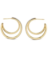 And Now This Crystal Double Row C-Hoop Post Earrings