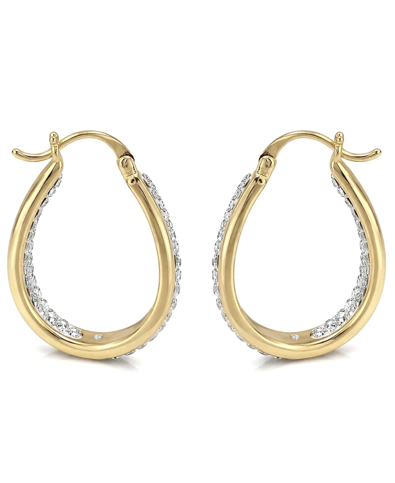 And Now This Crystal & Out Teardrop Hoop Earrings Silver Plate, Gold-Plate or Rose Gold Plate
