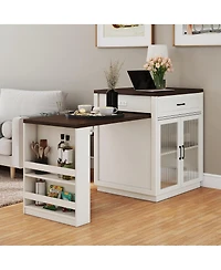 Streamdale Furniture Extendable Kitchen Island with Storage and Power Outlet