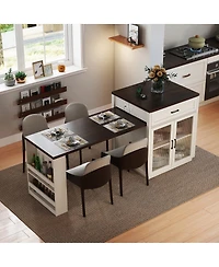 Streamdale Furniture Extendable Kitchen Island with Storage and Power Outlet