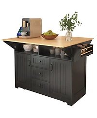 Streamdale Furniture Rolling Kitchen Island Drop Leaf, Power Outlet