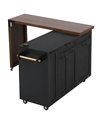 Streamdale Furniture Kitchen Island Extendable Table and Trash Storage