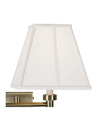 Barnes and Ivy Swing Arm Wall Lamp Antique Brass Plug-In Light Fixture Ivory Fabric Square Shade Bedroom Bedside Reading