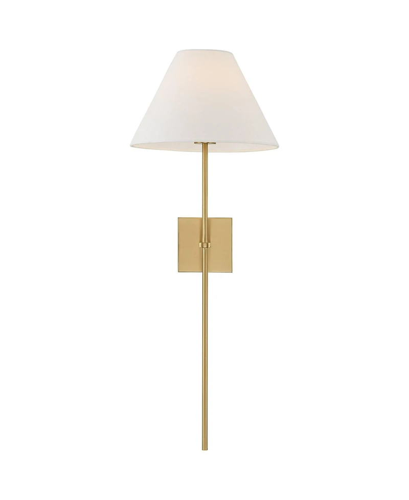 Possini Euro Design Possini Euro Ayla 32" High Brass and White Linen Wall Sconce