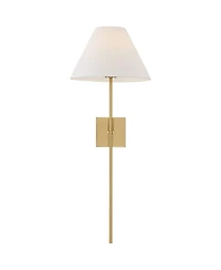 Possini Euro Design Possini Euro Ayla 32" High Brass and White Linen Wall Sconce