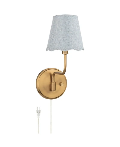 Possini Euro Design Ophelia 9 1/2"H Warm Brass Plug-In Wall Sconce with Scallop Shade