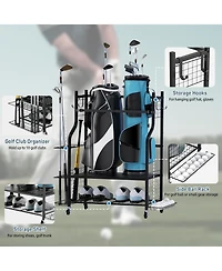 Golf Bag Storage Rack with Wheels