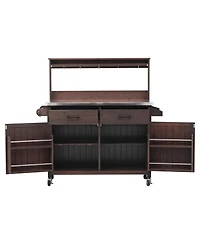 Streamdale Furniture Outdoor Kitchen Island with Stainless Steel Top and Storage