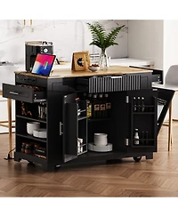 Streamdale Furniture Rolling Kitchen Island Trash, Power