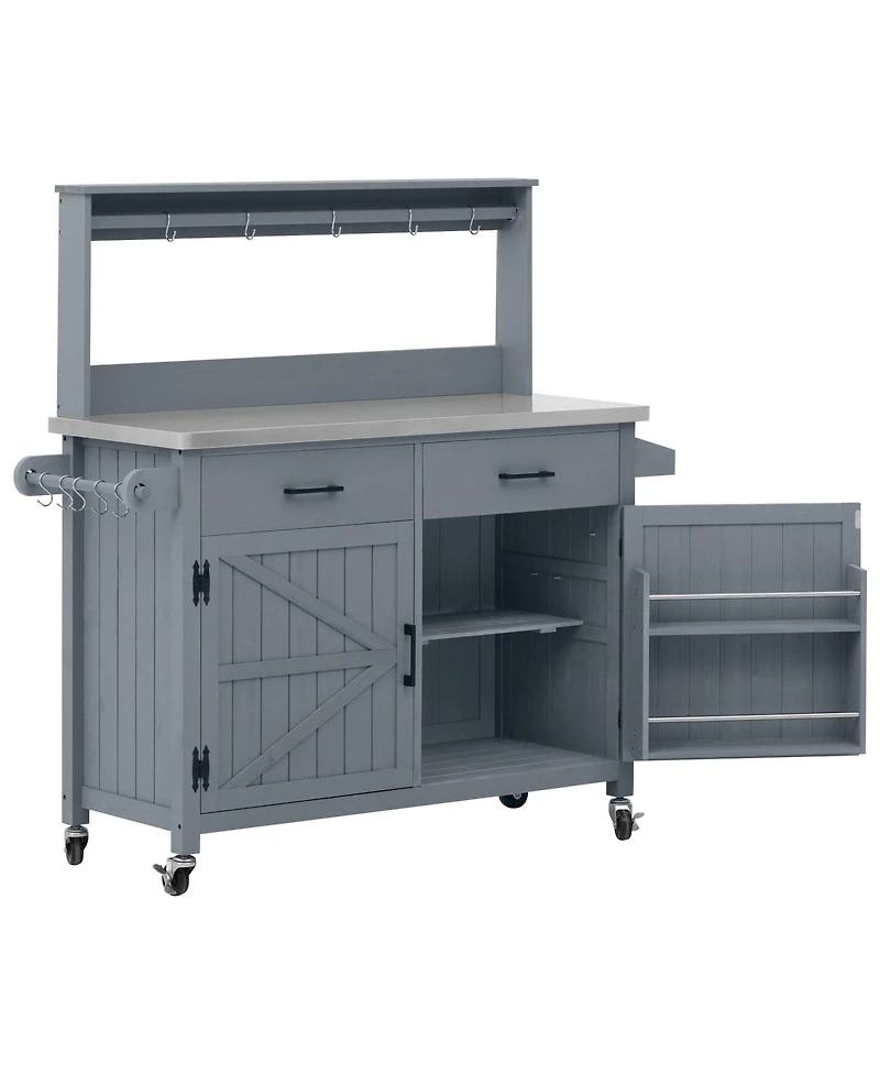 Streamdale Furniture Outdoor Kitchen Island with Stainless Steel Top and Storage