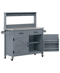 Streamdale Furniture Outdoor Kitchen Island with Stainless Steel Top and Storage