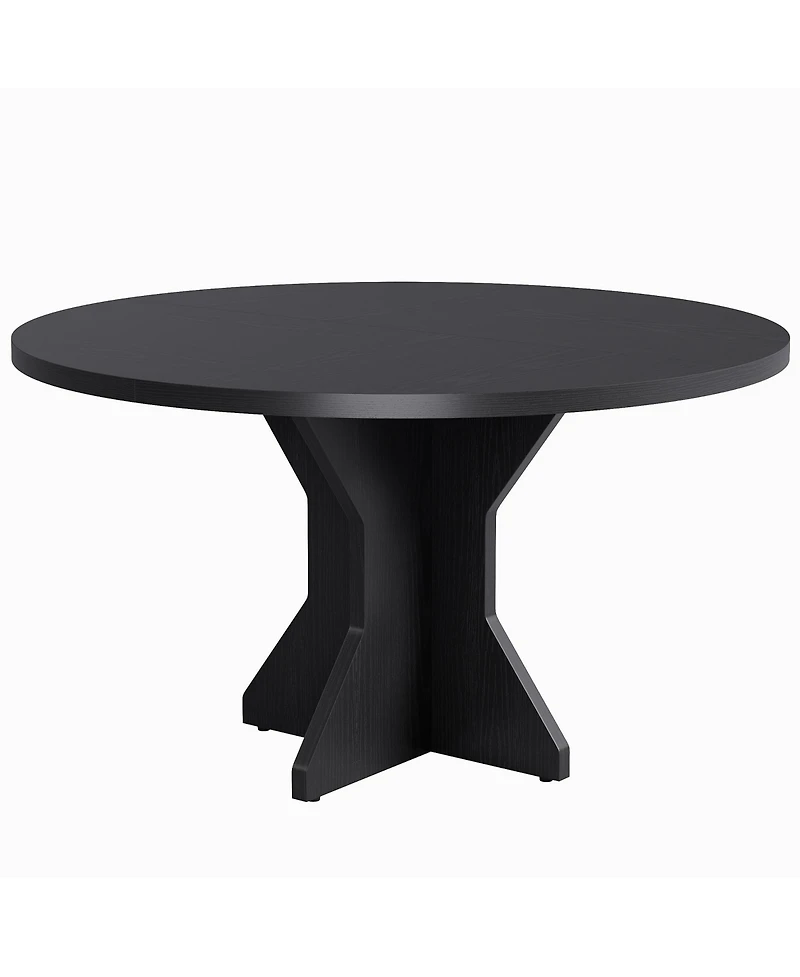 Homfan Space-Saving Modern Round Dining Table for 4-6, Sturdy Pedestal Base, Contemporary Furniture Apartment, Living Room, Kitchen