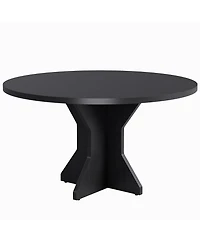 Homfan Space-Saving Modern Round Dining Table for 4-6, Sturdy Pedestal Base, Contemporary Furniture Apartment, Living Room, Kitchen